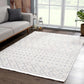 Ivory Gray Beil Textured Trellis Fringe Carpet - Clearance