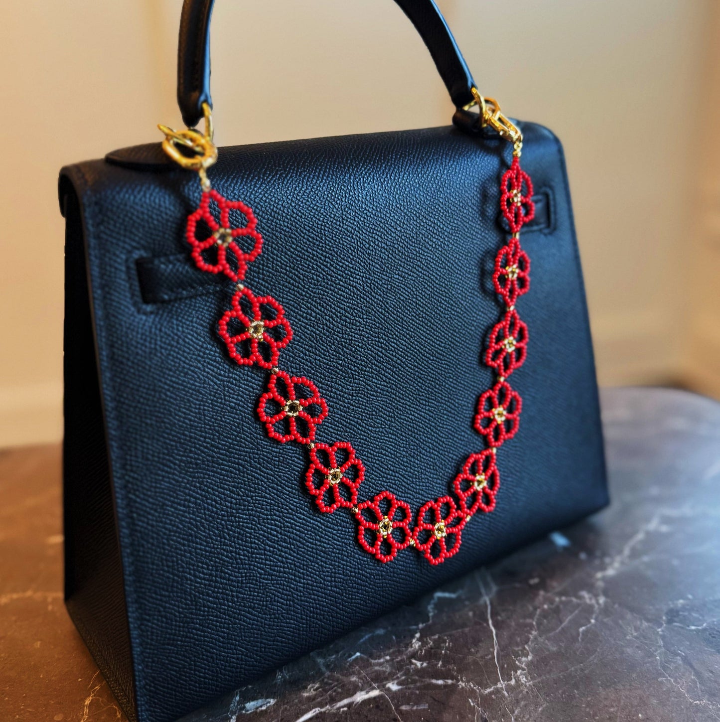 Beaded Flower Bag Charm