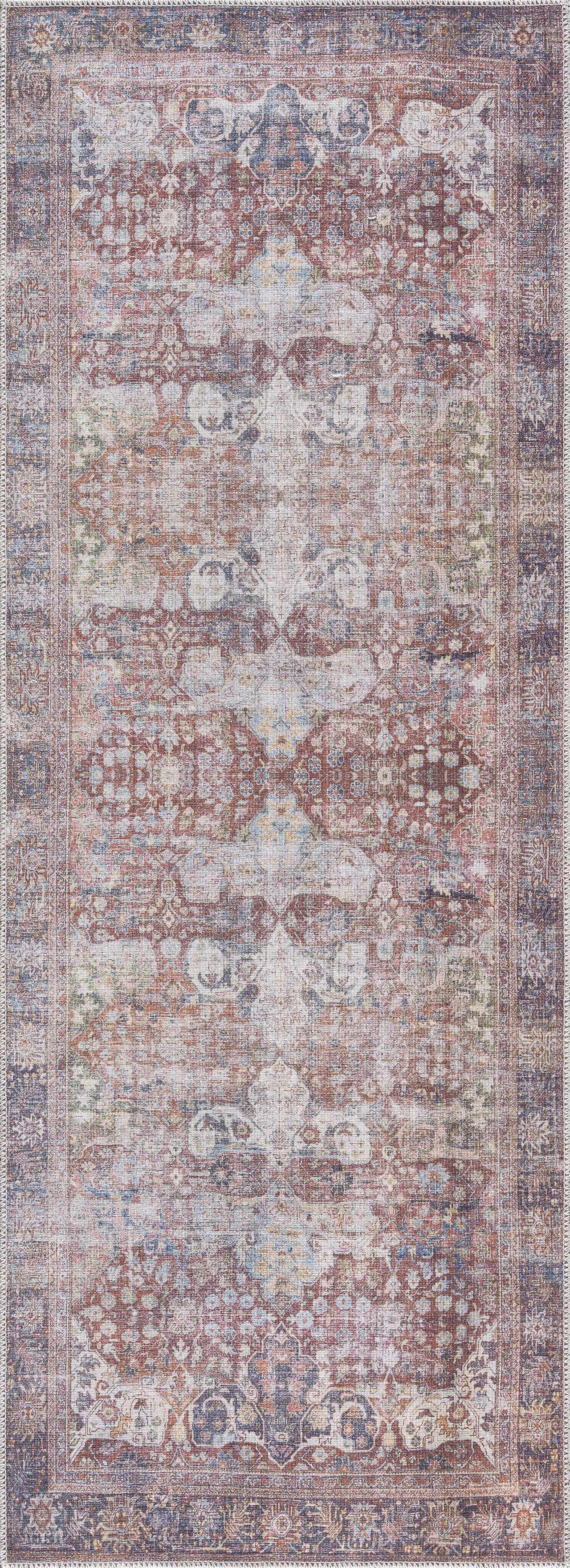 Rust Elki Vintage Medallion Washable Area Carpet - Clearance