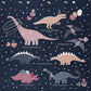 Milne Navy Dinosaur Washable Kids Rug