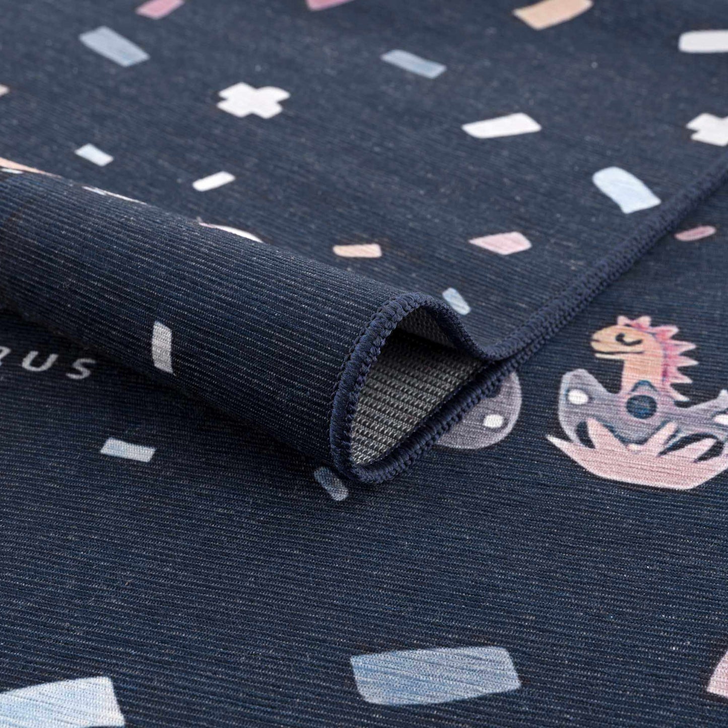 Milne Navy Dinosaur Washable Kids Rug