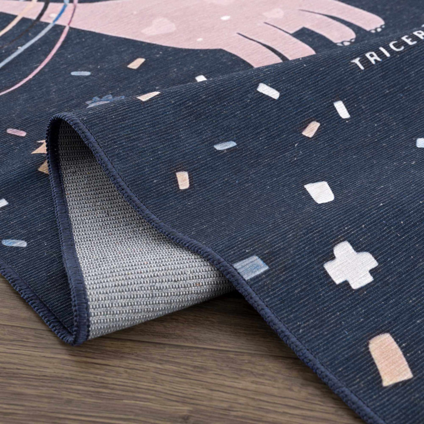 Milne Navy Dinosaur Washable Kids Rug