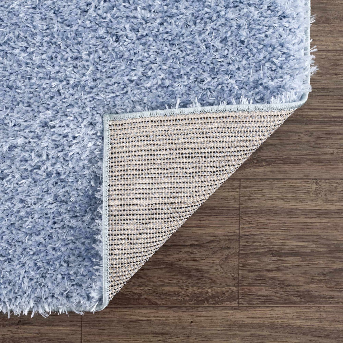 Faina Solid Aqua Shag Rug Washable