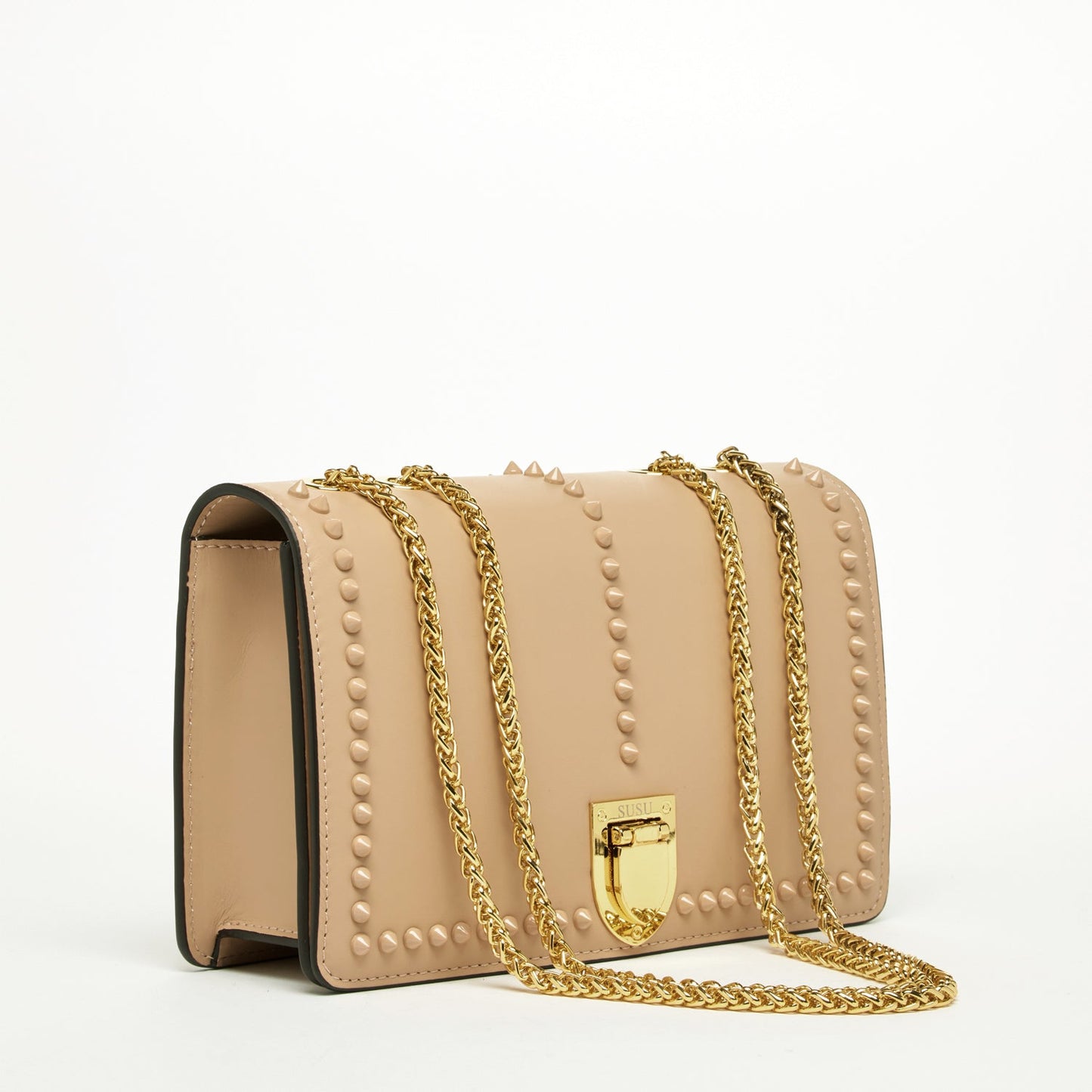 Leather Chain Shoulder Bag Tan