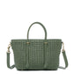 Woven Leather Satchel Bag Sage Green