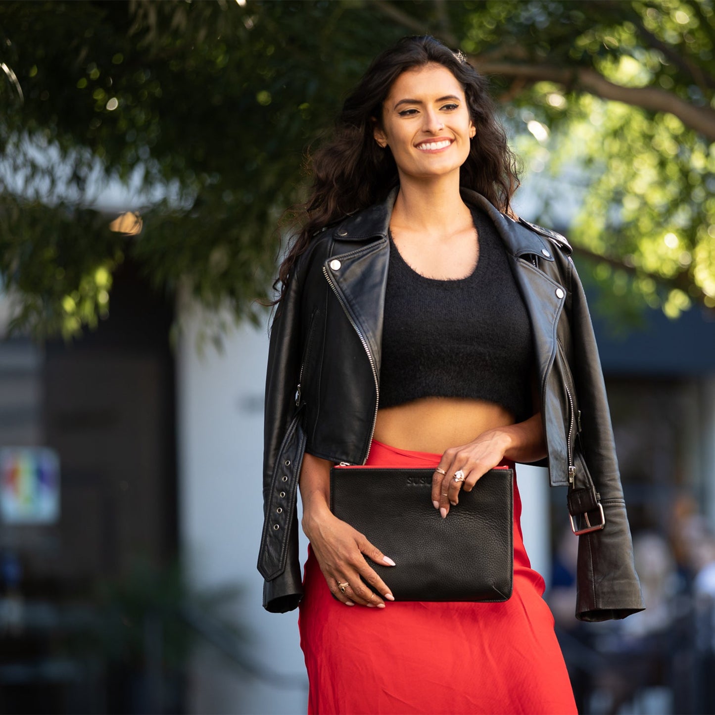 iPad Case Leather Clutch Bag Black Evening Purse