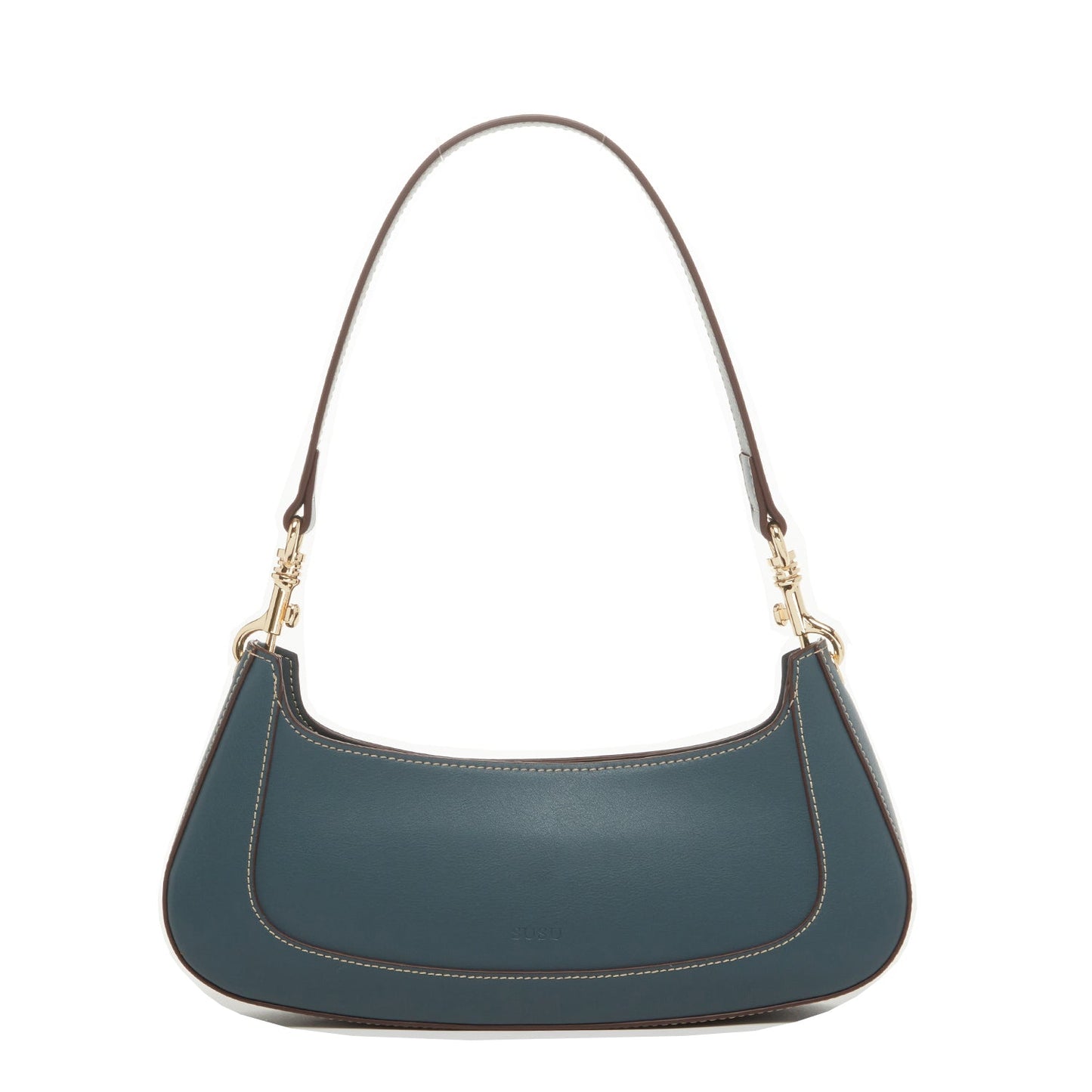 Leather Baguette Bag East West Handbag Blue