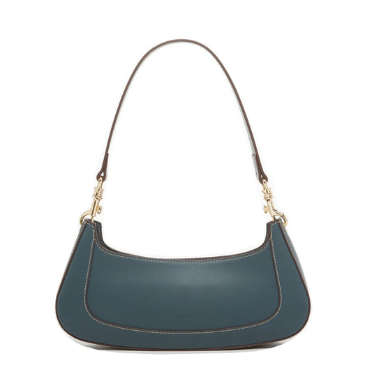Leather Baguette Bag East West Handbag Blue